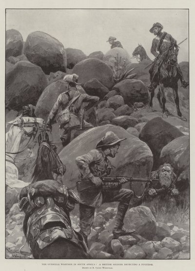 La Guerra de Guerrillas en Sudáfrica, un Soldado Británico detectando a un Fugitivo de Richard Caton Woodville junior